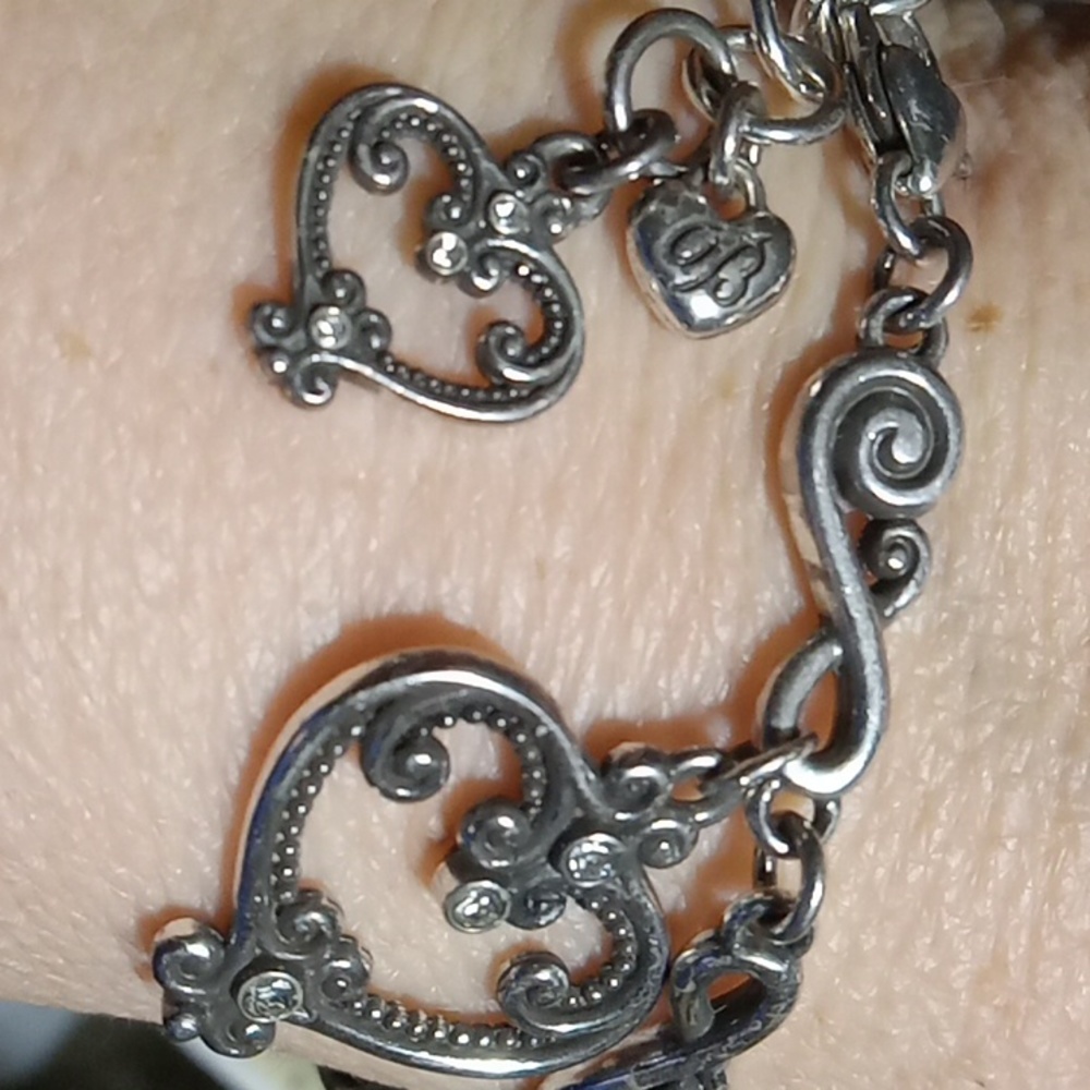Brighton Scroll Hearts Silver Bracelet Adjustable - Picture 2 of 8